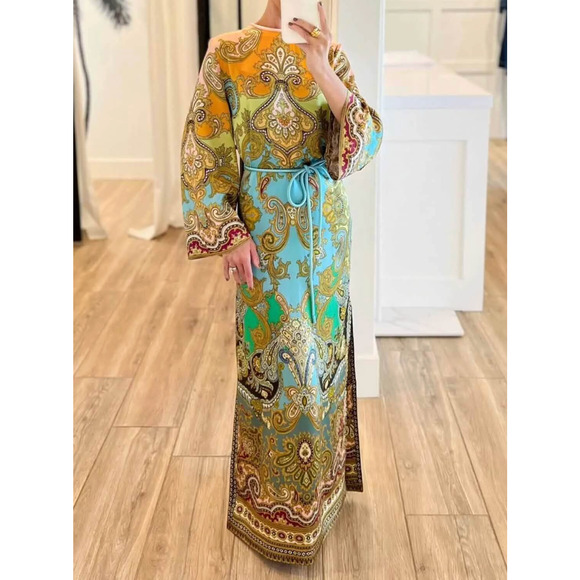 Alemais Multi Clemenza Silk Midi Dress US 8 - Picture 1 of 12